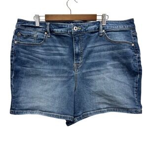 Torrid Denim First At Fit Medium Wash Blue Stretch Jean Shorts Plus Size 22